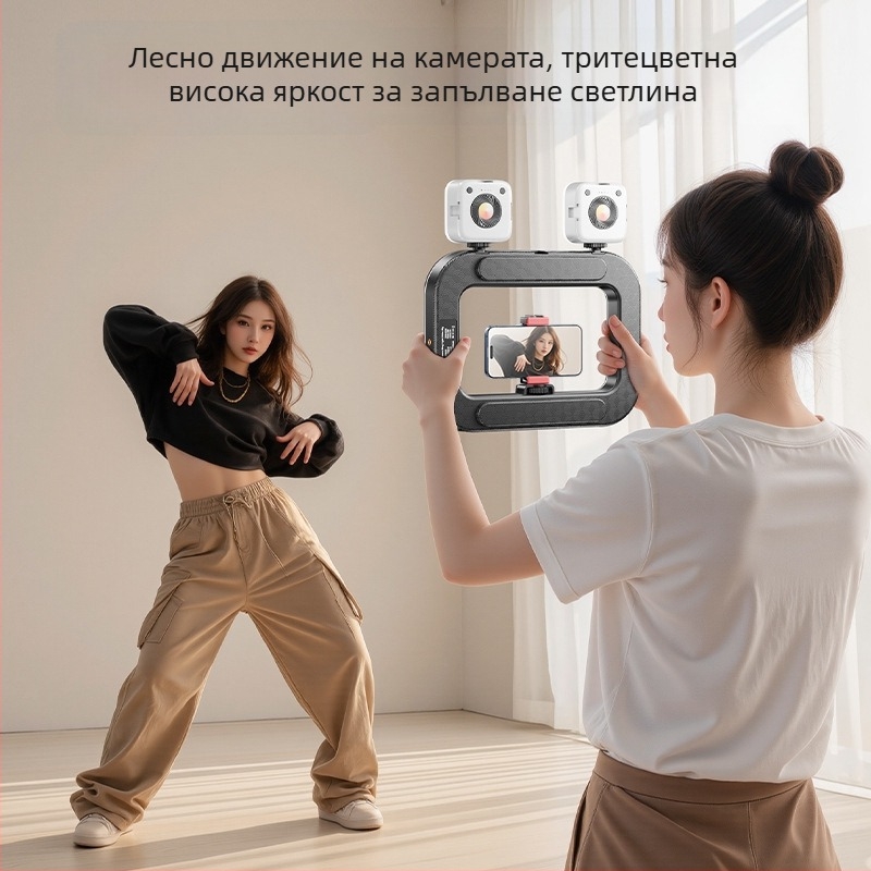 Ръчна мини пръстенна светлина за смартфон, преносима фотографска лампа за снимки на открито, с многостепенно регулиране на яркостта, 10–50W, 220V