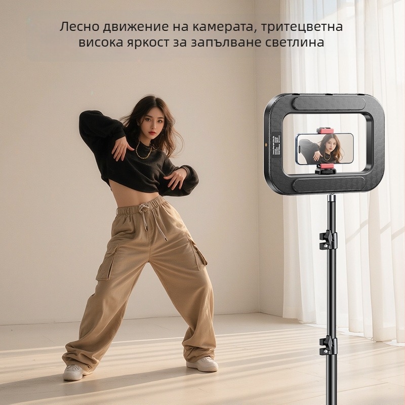 Ръчна мини пръстенна светлина за смартфон, преносима фотографска лампа за снимки на открито, с многостепенно регулиране на яркостта, 10–50W, 220V