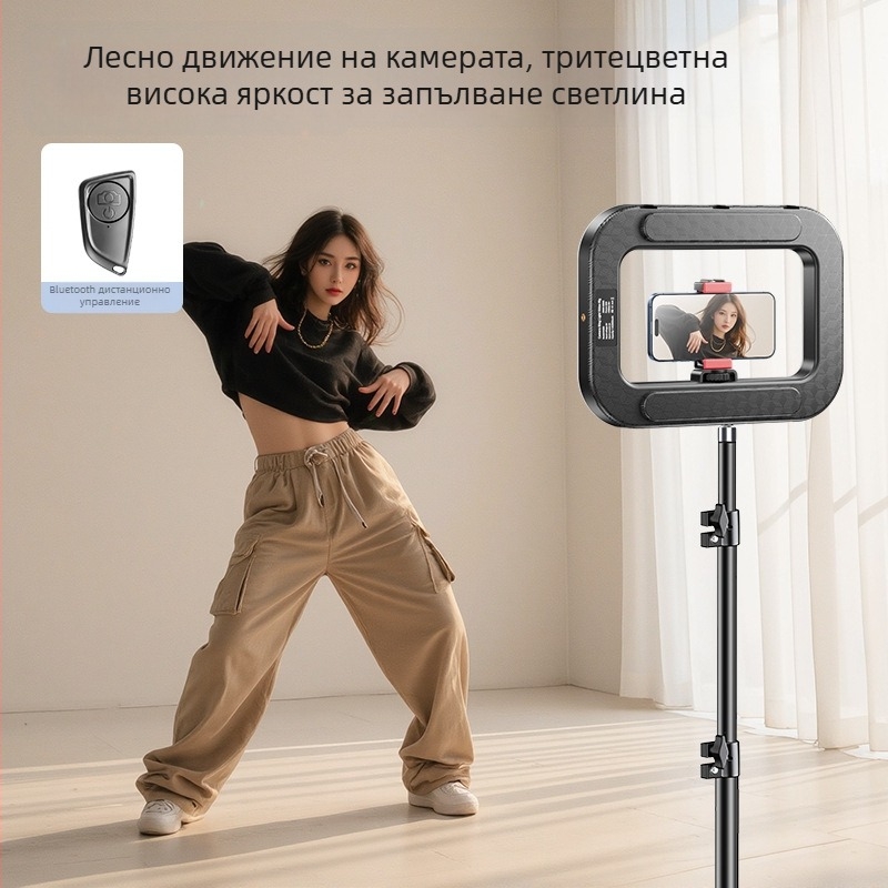Ръчна мини пръстенна светлина за смартфон, преносима фотографска лампа за снимки на открито, с многостепенно регулиране на яркостта, 10–50W, 220V