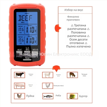 Хранителен термометър с безжичен двуканален цифров дисплей – диапазон -20°C до 300°C, резолюция 1°C, точност ±1°C