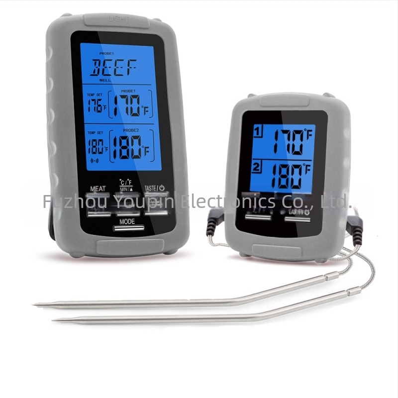 Хранителен термометър с безжичен двуканален цифров дисплей – диапазон -20°C до 300°C, резолюция 1°C, точност ±1°C