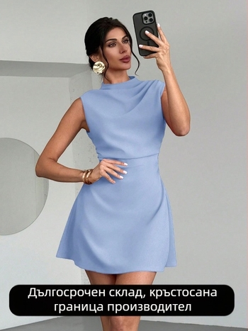 Сатен рокля, А-линия, без ръкави, висока талия, лято 2025