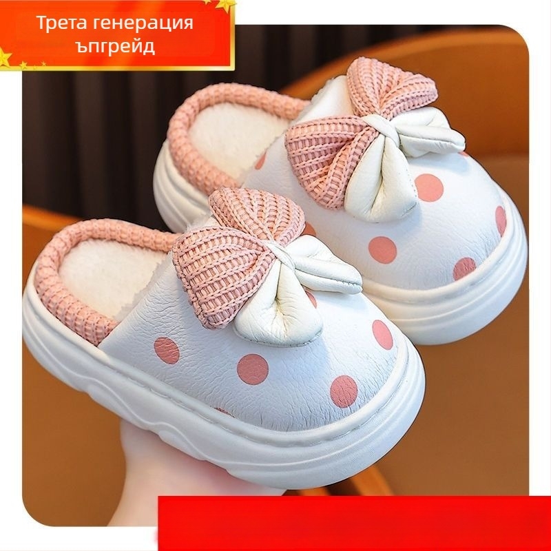 Детски пантофи за момичета, микрофибърна горна част, зимни, стил принцеса, подметка TPR, за възраст 1–3 години