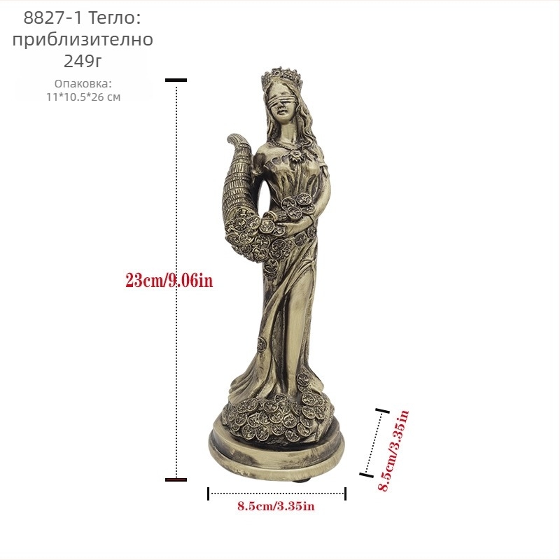 Декоративна статуя – Гръцката богиня на богатството, от смола; смолни занаяти; подходящ подарък за офис