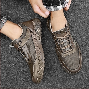 Мъжки мрежести маратонки за бягане - проветриви, нисък профил, гумена подметка, EVA стелка, връзване