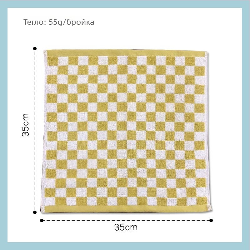 Хавлия за лице с шахматен модел, чист памук, жакардова тъкан, тегло 80–100 г