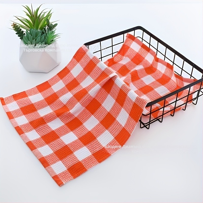 Кърпи за чай и съдове от 100% памук, вафелно тъкане в каре, абсорбиращи за сушене на съдове