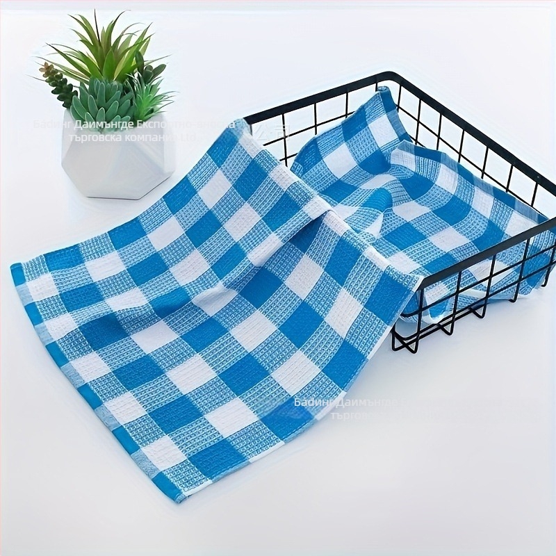 Кърпи за чай и съдове от 100% памук, вафелно тъкане в каре, абсорбиращи за сушене на съдове