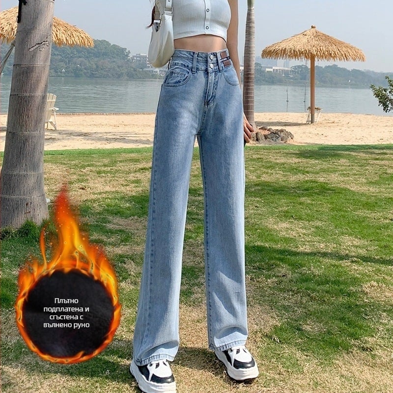 Дънки за жени – деним, памук, свободна талия, свободна кройка, зима 2024