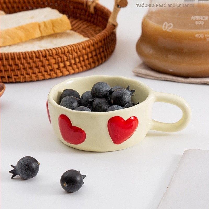Чаша за кафе от порцелан в корейски стил с неравна форма, подходяща за микровълнова, термоустойчива