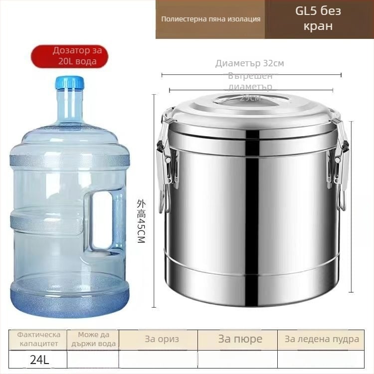 Удебелена изолирана кофа от неръждаема стомана за търговска употреба, неелектрическа, материал: 201 неръждаема стомана