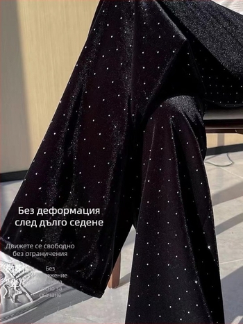 Дамски прави панталони с висока талия и панелни детайли, 80–90% полиестер, микроеластичност, ежедневен стил