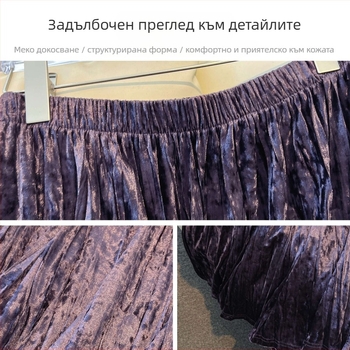 Плисирана пола с миди дължина, елегантен силует, полиестер-ацетатова смес (80–90% полиестер; <30% ацетат), микроеластичност, есенно-зимна колекция 2025