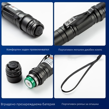 Лазерен указател-фенер Que Chuang, инфрачервен лъч, дълъг обсег, батерия 18650