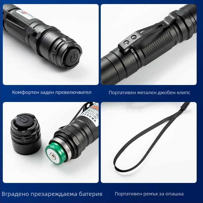 Лазерен указател-фенер Que Chuang, инфрачервен лъч, дълъг обсег, батерия 18650