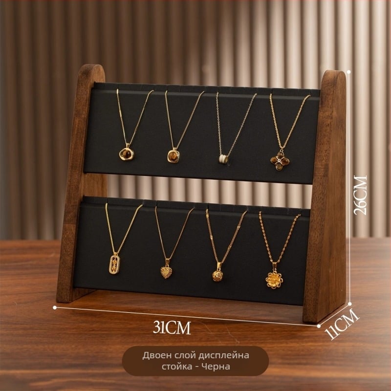 Вертикална витрина за бижута, 3 и 4 нива, древен дървен стил, Yiwu произход