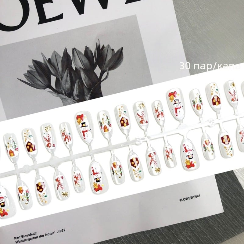 Лепенки за нокти с котешко око, коледен мотив снежен човек, 30 броя