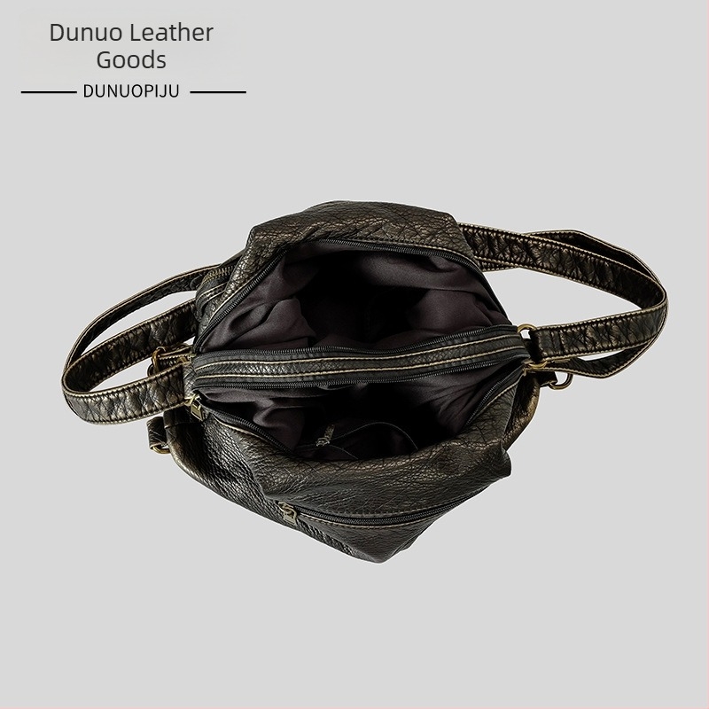 Винтидж мотоциклетна tote торба с голям капацитет, PU материал, лято 2024 лансиране, ципно отваряне, вътрешен джоб за телефон, подходяща за свободно пътуване