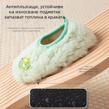 Детски чорапи за под с мека подметка за вътрешна употреба, карикатурен дизайн, полиестер, къс маншет, дебели, зима