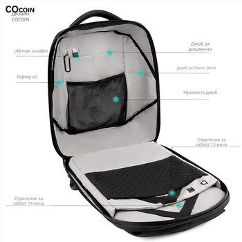 Iledbag PU водоустойчива раница с матирана кожа, подходяща за 15-инчов лаптоп, уличен стил