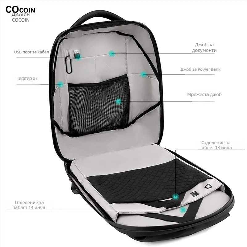 Iledbag PU водоустойчива раница с матирана кожа, подходяща за 15-инчов лаптоп, уличен стил