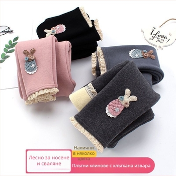 Леггинси за момичета, дебели, свободен силует, за есен и зима