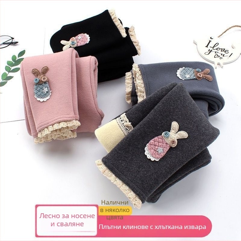 Леггинси за момичета, дебели, свободен силует, за есен и зима