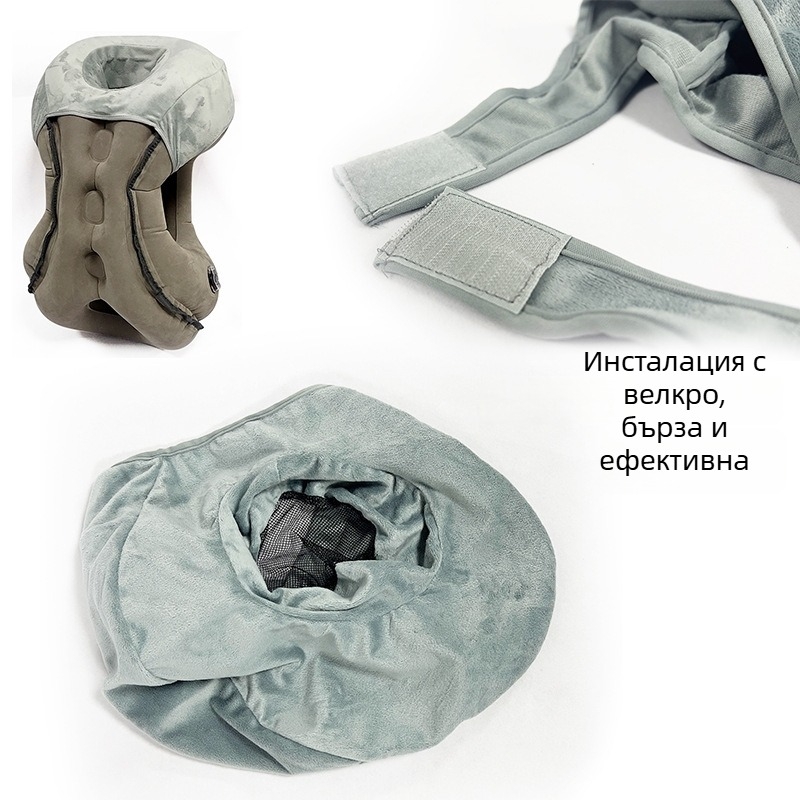 Надуваема туристическа възглавница с флокирана повърхност, екологично чист PVC, дебелина 0,4 мм, тегло 0,5 кг, модел 2310031, марка KX