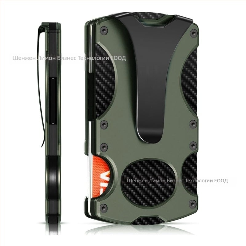 Тактически метален портфейл с RFID защита срещу кражба, 2-слойна сгъвка, вместимост 1–12 карти, CNC обработка