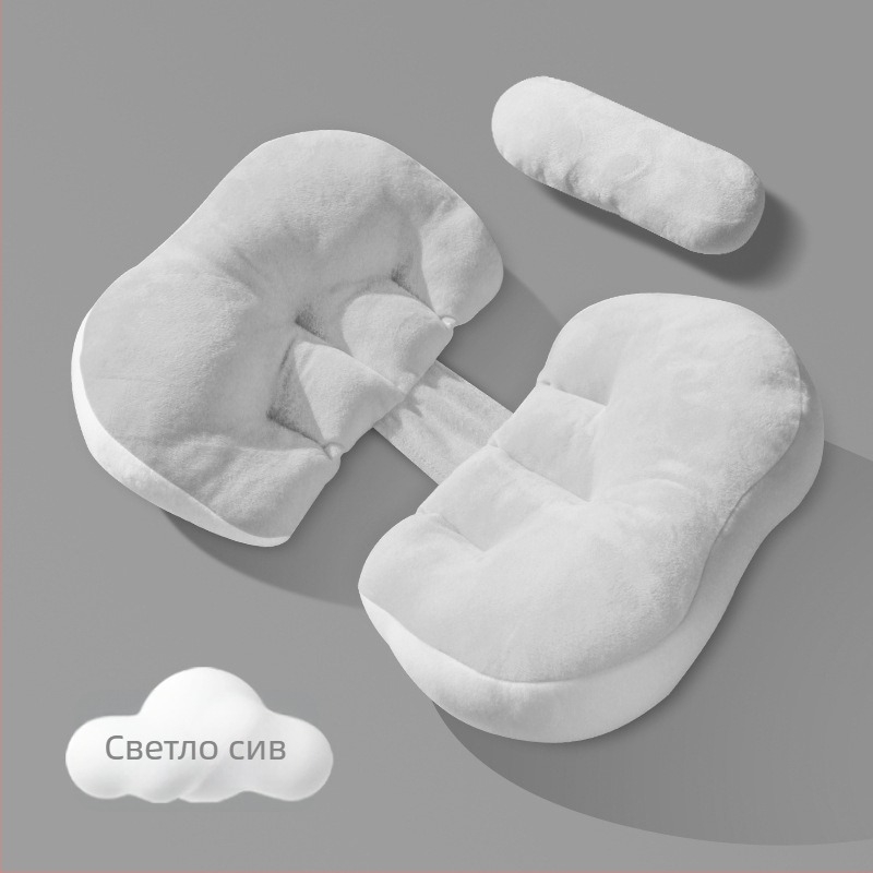 Бременна възглавница за странично спане, двойна употреба, за всички етапи на бременността; форма: бонбон; пълнеж: полиестерово влакно; тегло: 640 g; минималистичен стил