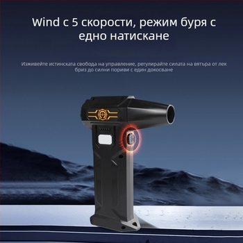 Wopada ръчен преносим вентилатор – безчетков мотор, вградена литиева батерия, 5 скорости, цифров дисплей, USB захранване