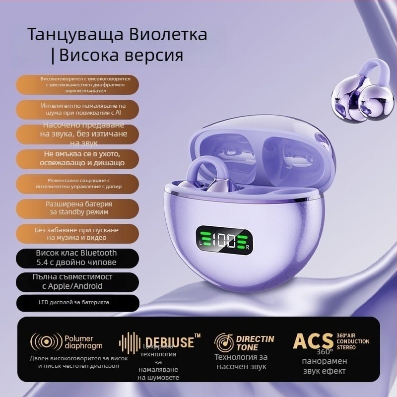 M79 безжични слушалки: клип-он, отворени за ухото с костна проводимост, истински безжични, Bluetooth 5.4, IPX6 водоустойчиви, до 4 часа работа