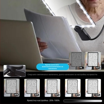 Sonke 8039-5 Зареждаема квадратна лупа с 50 LED за ръчно, настолно използване и носене около врата — HD четене