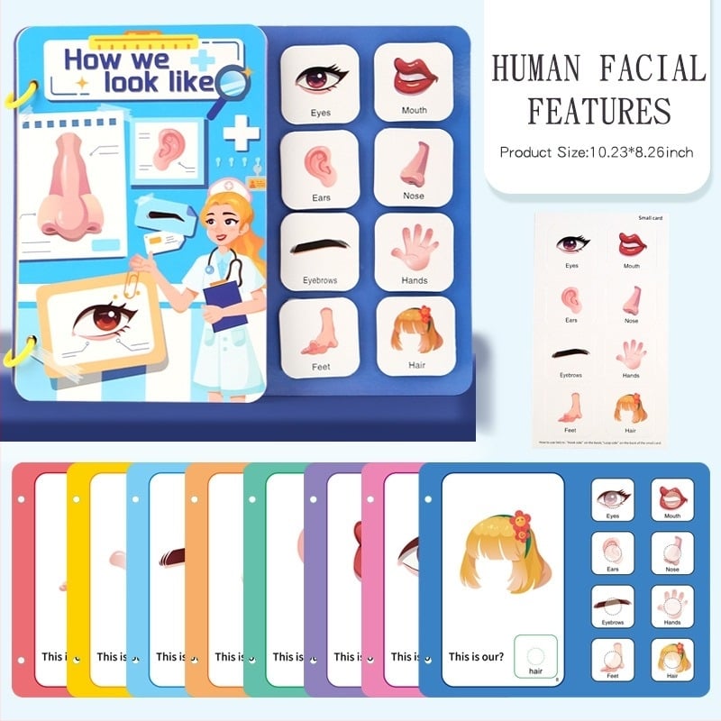 Montessori вдъхновена тиха книга с разкъсващи се страници, хартиено DIY занимателно за деца на 3–6 г., персонализирани опции