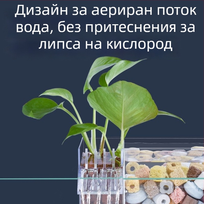 Стенно монтиран филтър за аквариум, тройно филтриране, кислородиране и поддръжка на полезни бактерии, тиха работа, тегло 1 кг