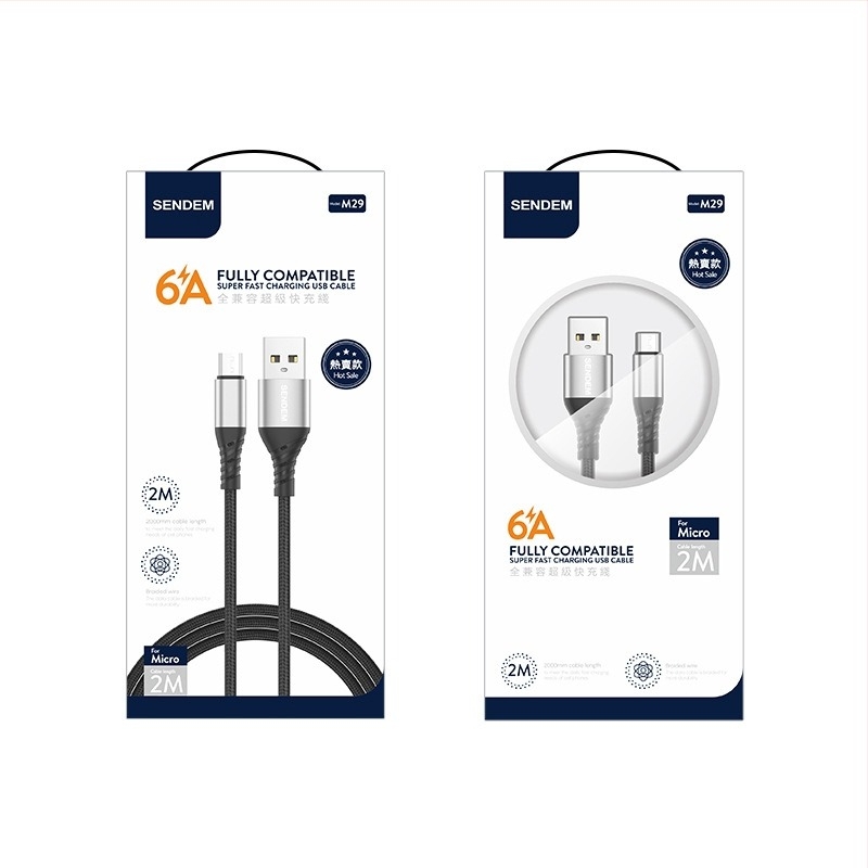 3-в-1 плетен кабел за данни с бързо зареждане — Lightning, Micro USB и Type-C, макс. 5A