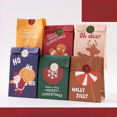 DIY коледна кутия за бонбони и плоски джобове за подаръци, стил карикатура, комплект 6 броя, модел ZD011, марка Senyu leaf