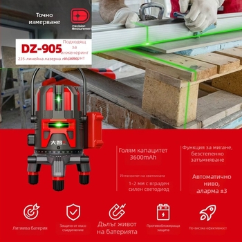 Лазерен нивелир с проекции 2/3/5/12/16 линии, висока прецизност, интелигентен с цифров дисплей