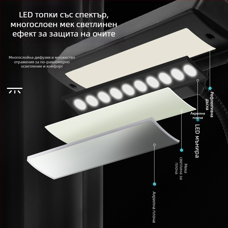 USB клип-он LED лампа за нотна стойка, зареждаща се, регулируема, за тренировка по пиано