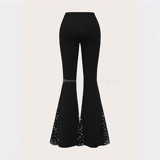 2025 m. naujos moteriškos seksualios aukštu juosmeniu plačios kojos laisvalaikio kelnės metalinėmis blizgučiais platėjančios kelnės karnavalinės vakarėlio kelnės