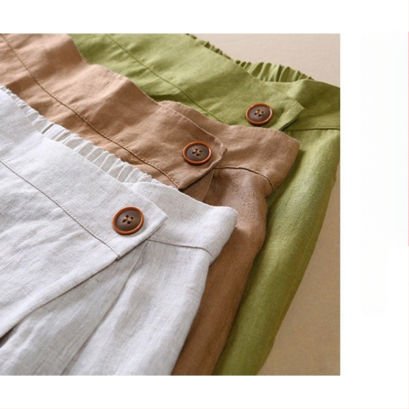 Ženska suknja Ljetna nova ležerna suknja s likovima Ljetna pamučna lanena suknja srednje duljine, velika swing suknja s širokim strukom