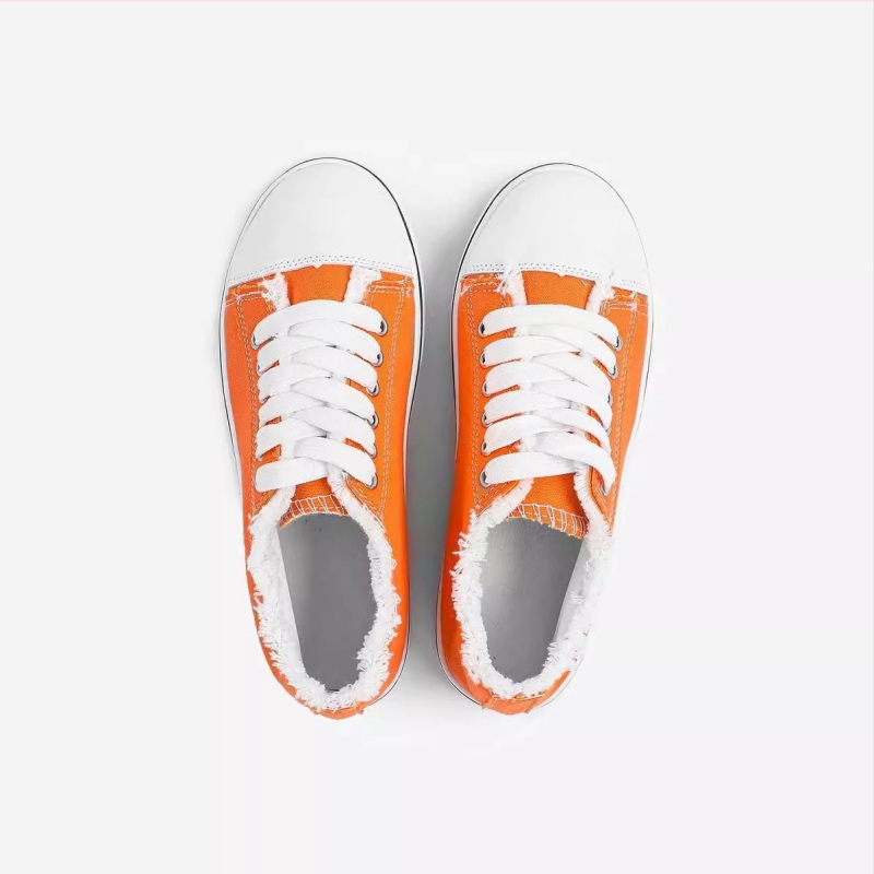 Nove karirane ravne cipele s narančastim tikvama, ležerne ravne platnene cipele za žene, europske i američke prekogranične vanjske trgovine