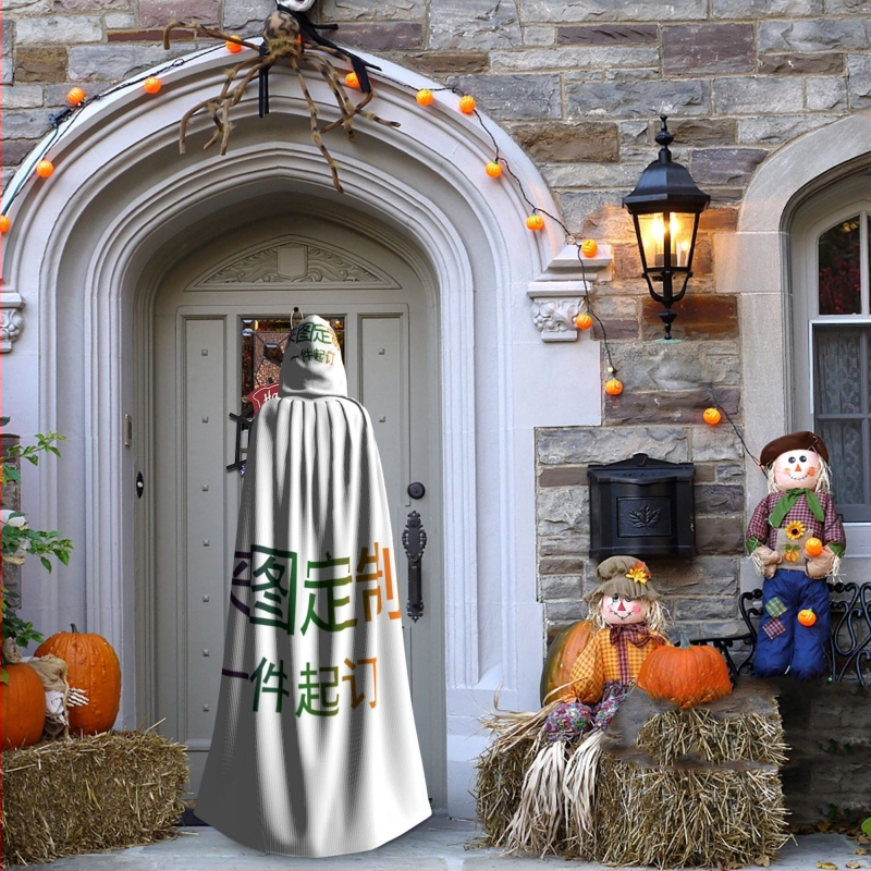 Pārrobežu vairumtirdzniecības viengabala zīda apmetnis ar attēlu, apdrukāts Helovīna kapuces apmetnis, Ziemassvētku kapuces apmetnis pieaugušajiem