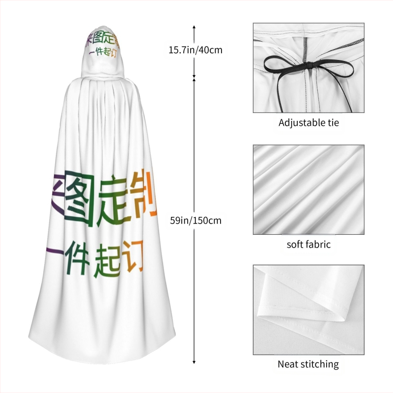 Pārrobežu vairumtirdzniecības viengabala zīda apmetnis ar attēlu, apdrukāts Helovīna kapuces apmetnis, Ziemassvētku kapuces apmetnis pieaugušajiem