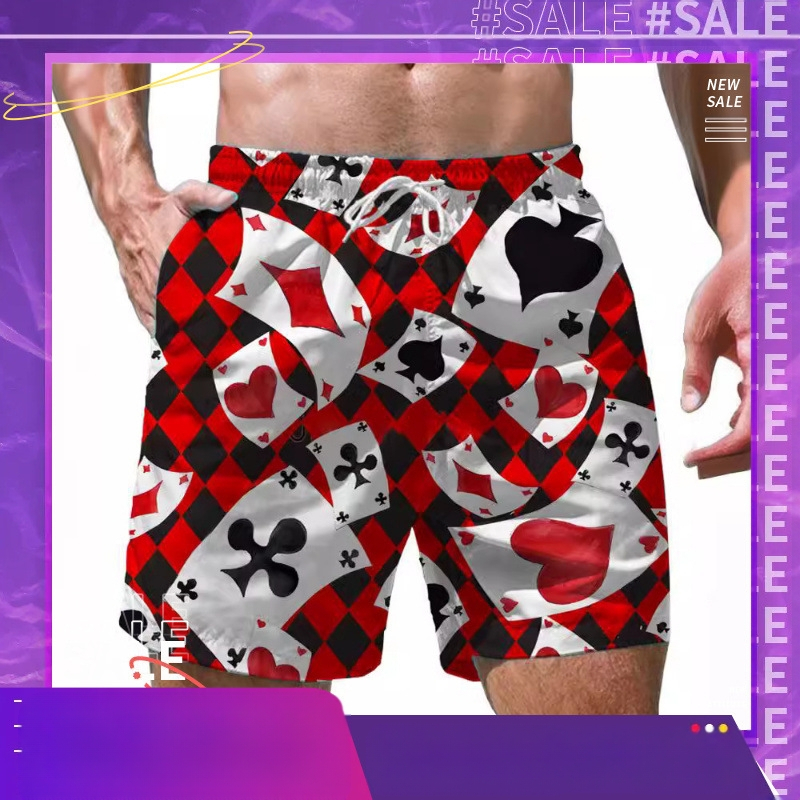 Euroopa ja Ameerika Ühendriikide piiriülesed Amazoni pokkeri 3D-printimisega rannapüksid, mood, vabaaja, sirged, sportlikud, vabaaja lühikesed püksid