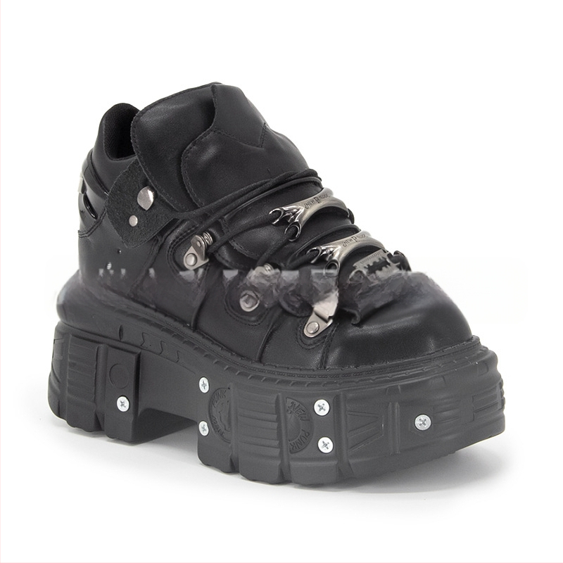 Vintage španjolske metalne visoke cipele s debelim potplatom, male kožne cipele s platformom, tamno punk potplatom, ulične cipele za muškarce i žene