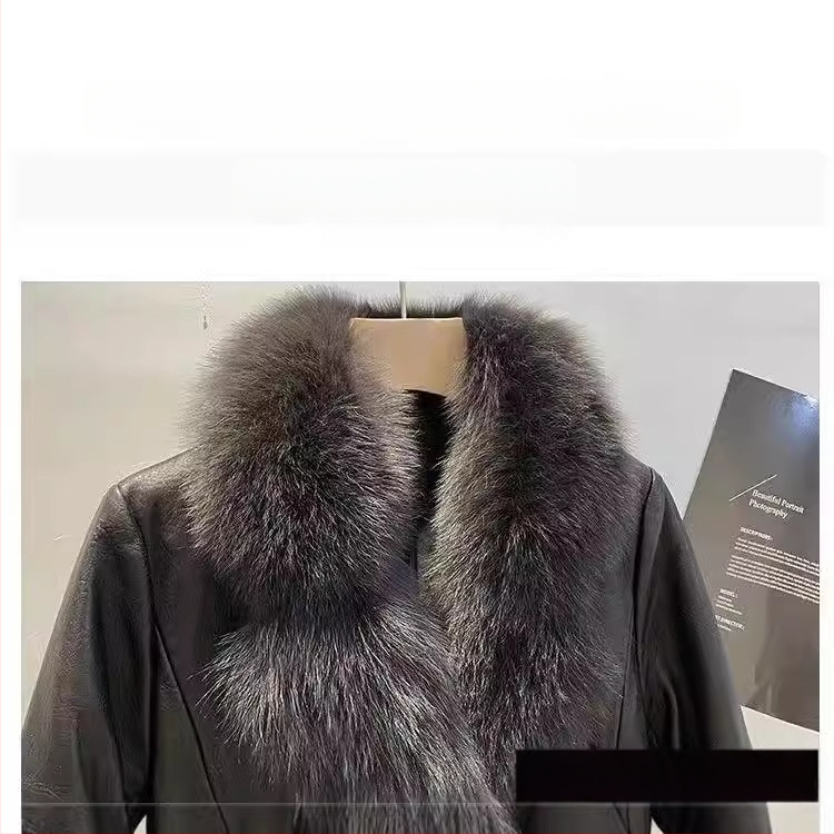 Naujas siuvinėtas dirbtinis kailinis paltas vidutinio ilgio žieminis madingas korėjietiško stiliaus medvilninis paltas iš lapės kailio imitacijos moterims