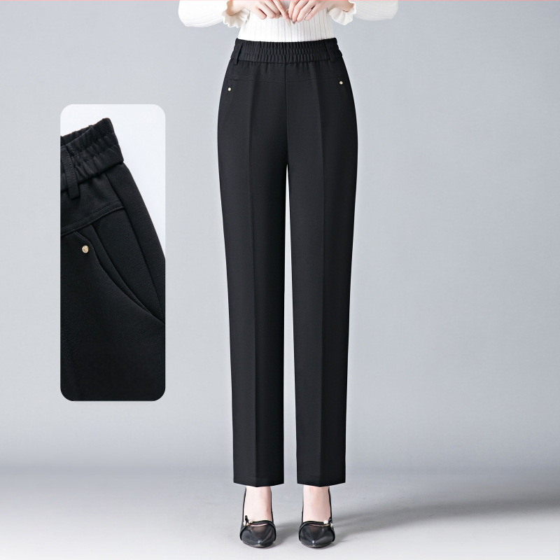 Anya egyenes szárú nadrág Női 2024 őszi új magas derekú rugalmas laza karcsúsító plus size hétköznapi nadrág Középkorú női nadrág