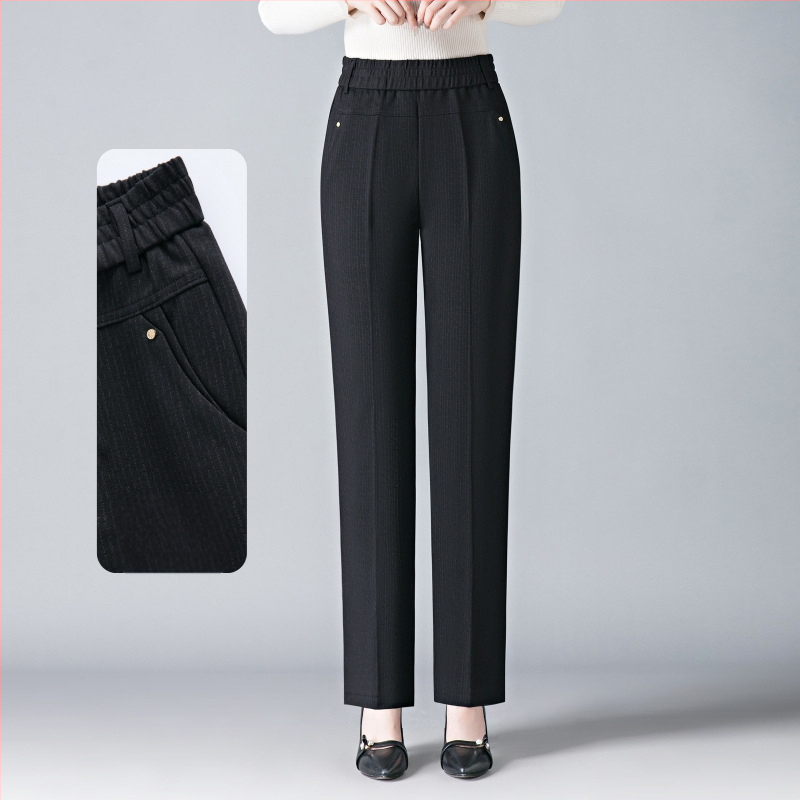 Anya egyenes szárú nadrág Női 2024 őszi új magas derekú rugalmas laza karcsúsító plus size hétköznapi nadrág Középkorú női nadrág