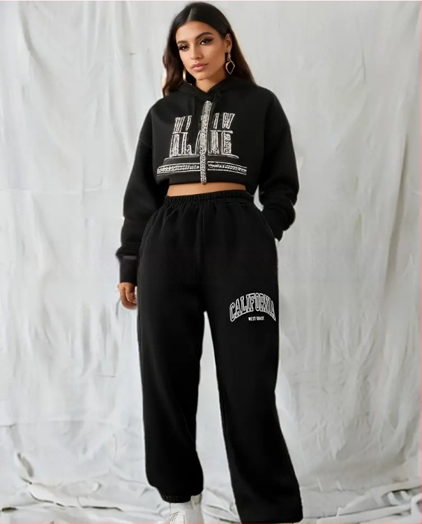 Európai és amerikai határokon átnyúló, rugalmas övvel nyomtatott, lezser sportnadrág, női lezser sportnadrág